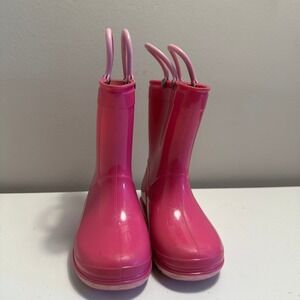 Toddler‎ Pink Rain Boots with Handles Size 6 Rubber Waterproof Cute